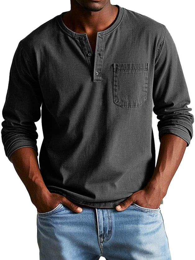 T-shirt henley vintage manches longues au style intemporel homme – Bosquet