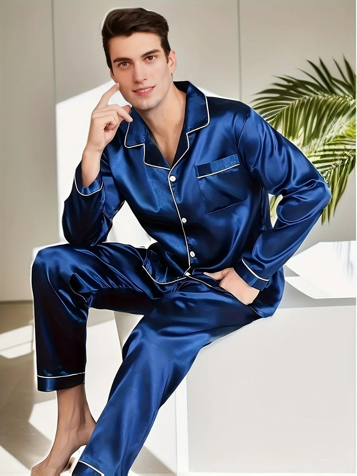 Pyjama en coton et soie finition satinée à la finition soignée homme – Aups