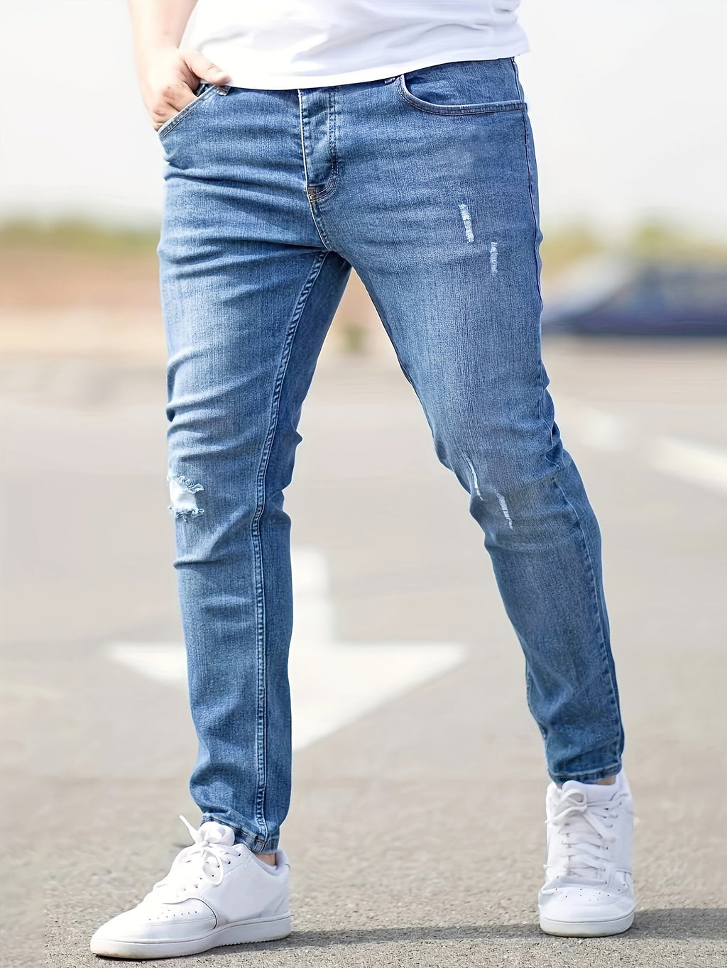 Jean slim ajusté denim coupe près de la jambe allure sobre homme – Aloxe