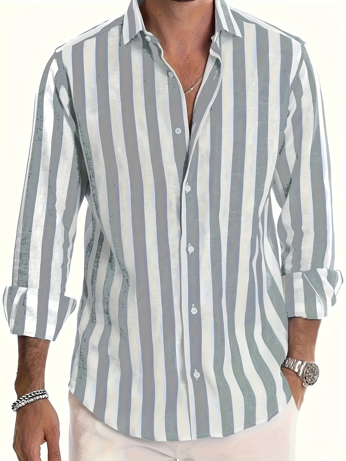 Chemise rayée col à revers