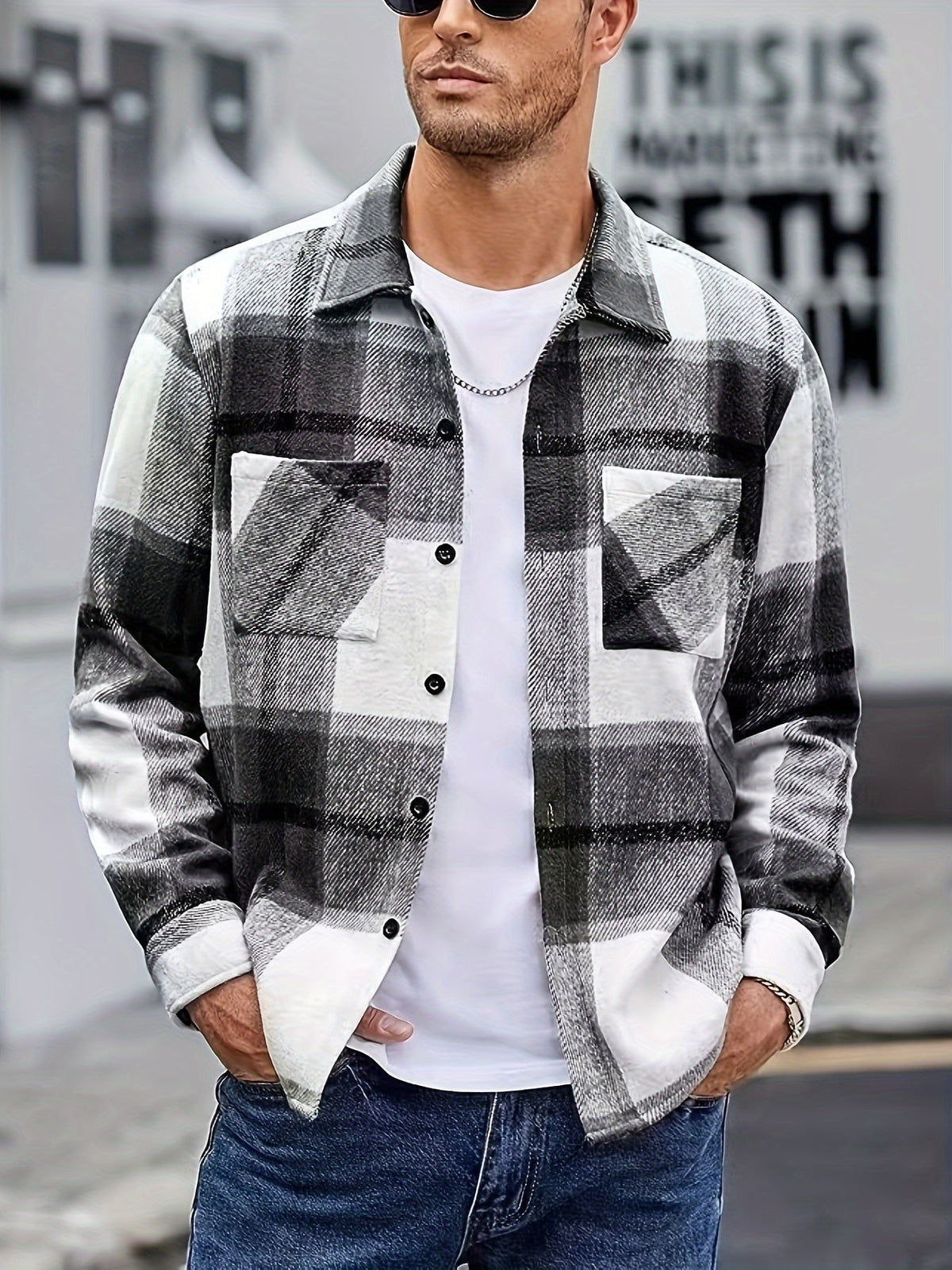 Chemise à carreaux à poches poitrine