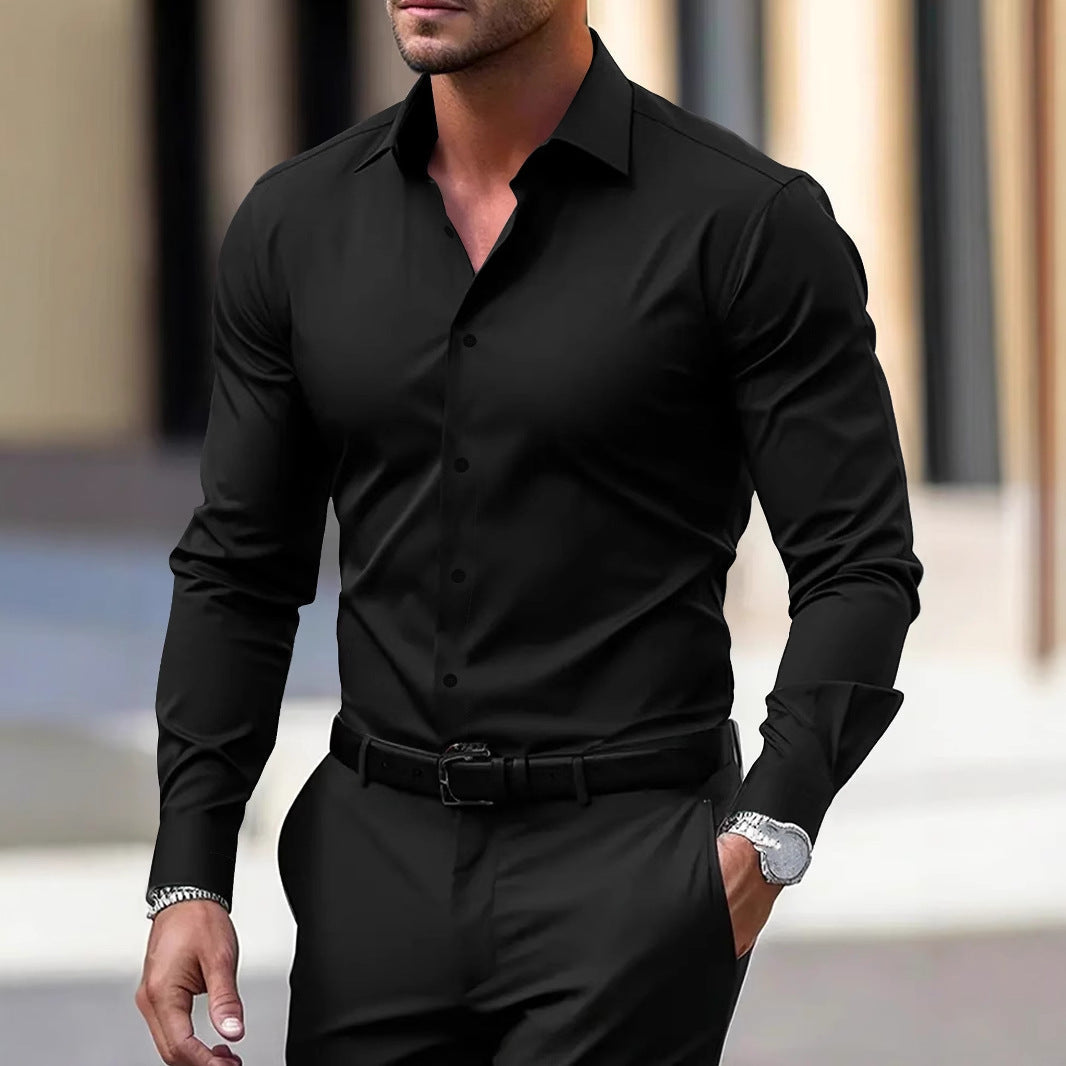 Chemise en velours uni manches longues