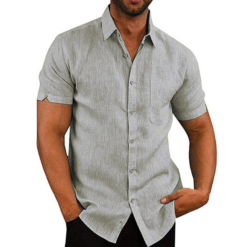 Chemise manches courtes aspect lin