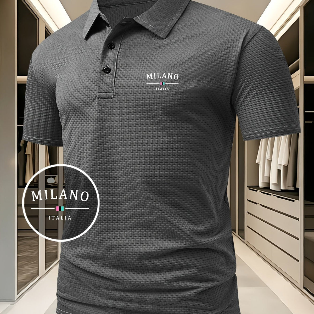 Polo en maille à motif géométrique