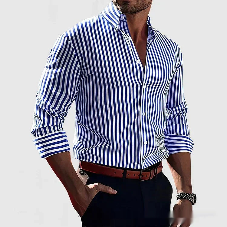 Chemise à rayures verticales manches longues