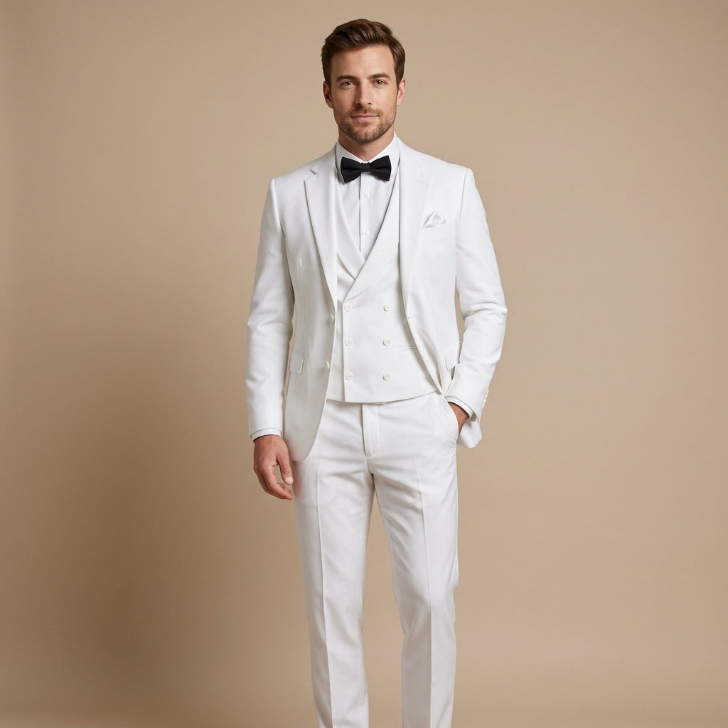 Costume trois pièces en lin blazer gilet et pantalon coupe structurée homme – Saint-Malo