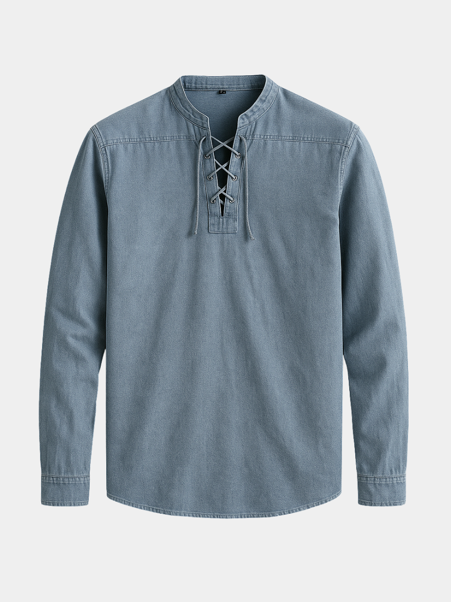 Chemise col tunisien à lacet