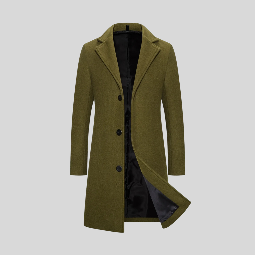 Manteau long aspect lainage col cranté