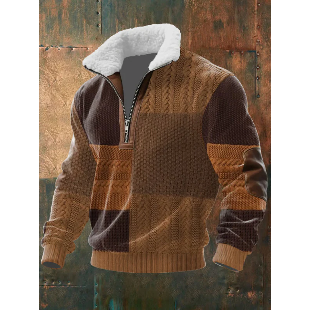 Pull col montant en polaire douce au style intemporel homme – Brun Foncé