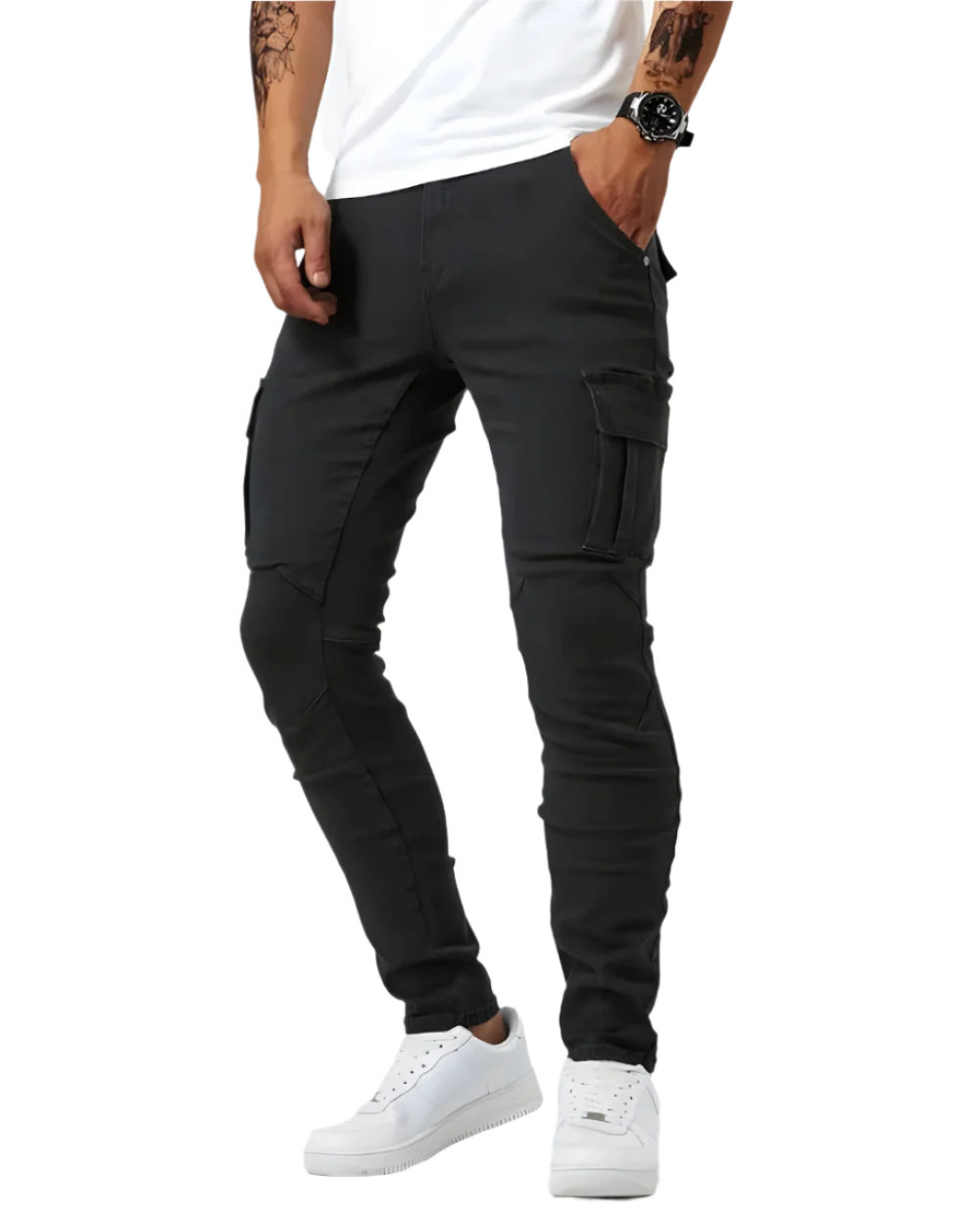 Pantalon cargo stretch coupe affinée