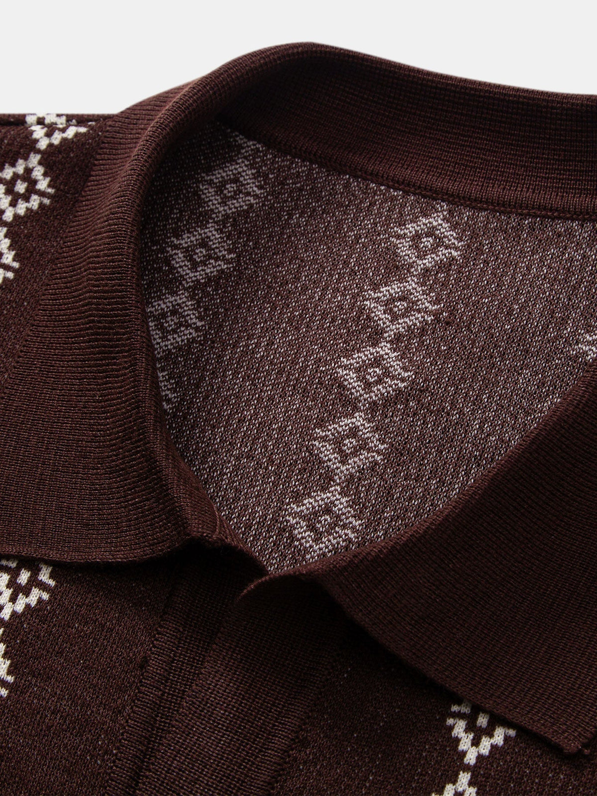 Polo maille motif losanges col ouvert