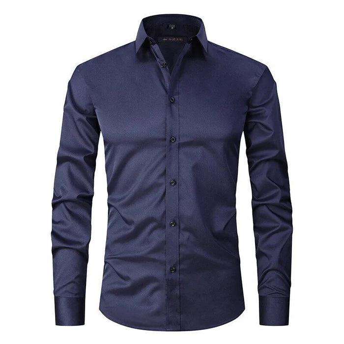 Chemise extensible manches longues homme Messine, coloris bleu marine