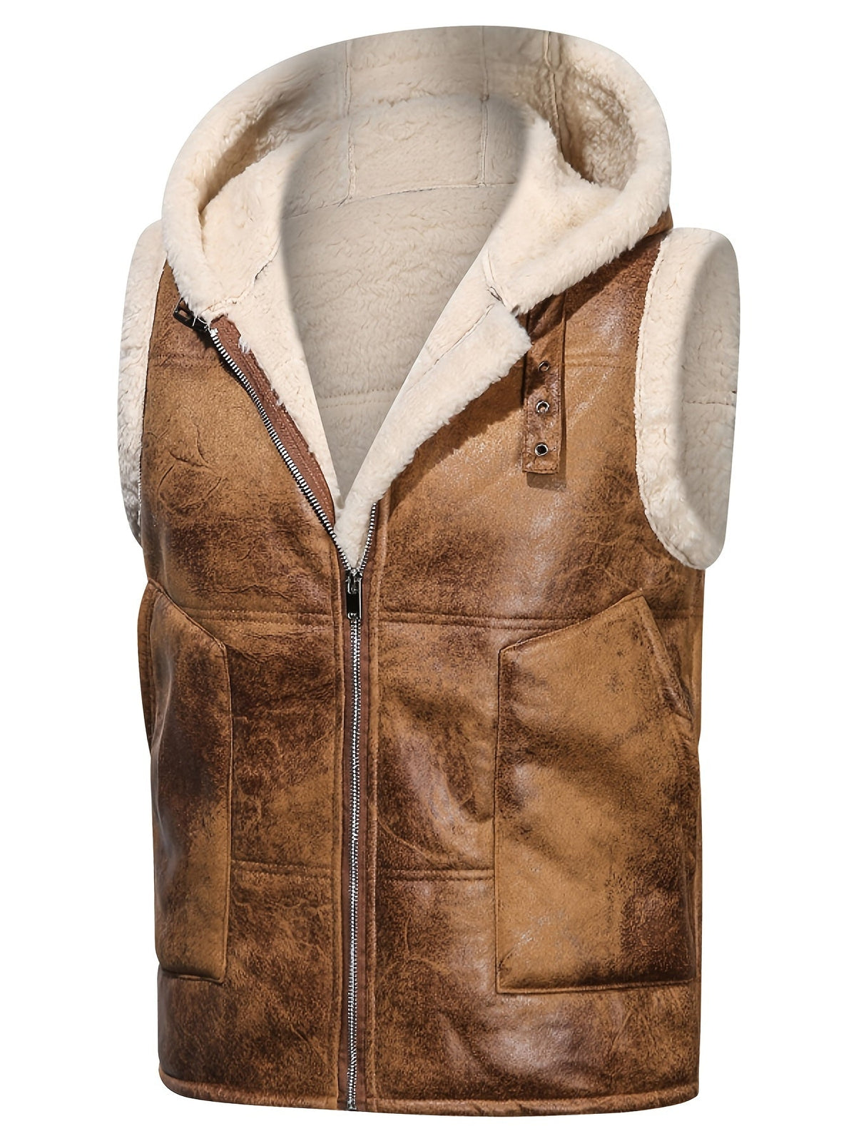 Gilet sans manches à capuche zippé