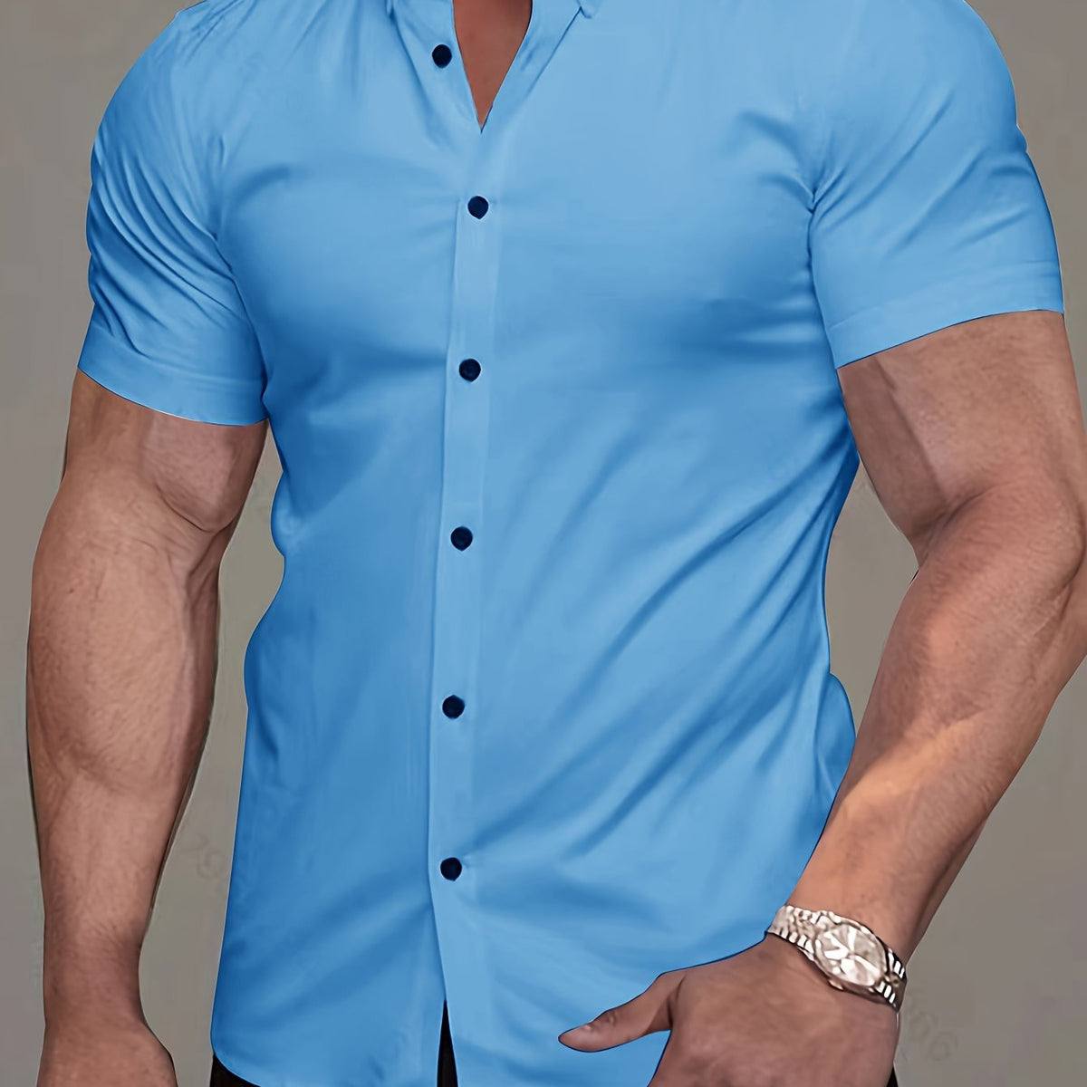Chemise unie manches courtes à col revers