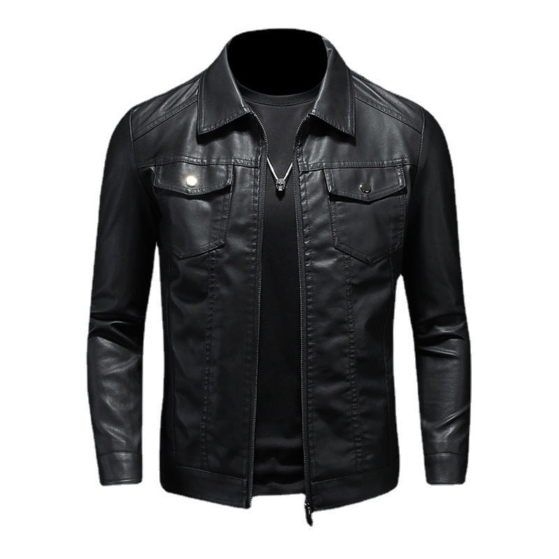 Veste en cuir vintage coupe classique zippée homme – Bénodet