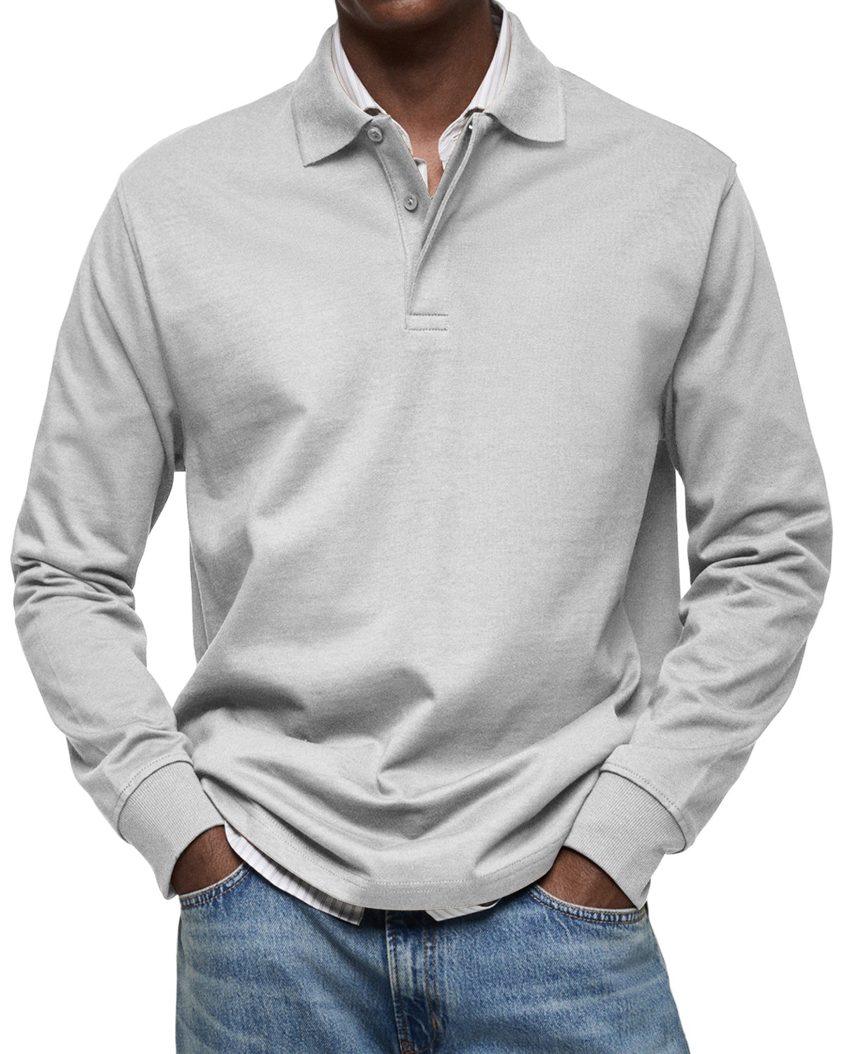 Polo à manches longues en maille fine col polo homme – Palais-Royal