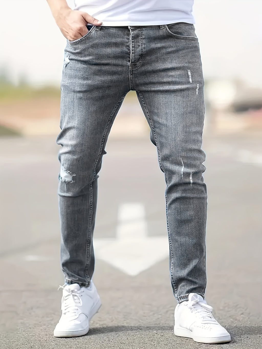 Jean slim ajusté denim coupe près de la jambe allure sobre homme – Aloxe