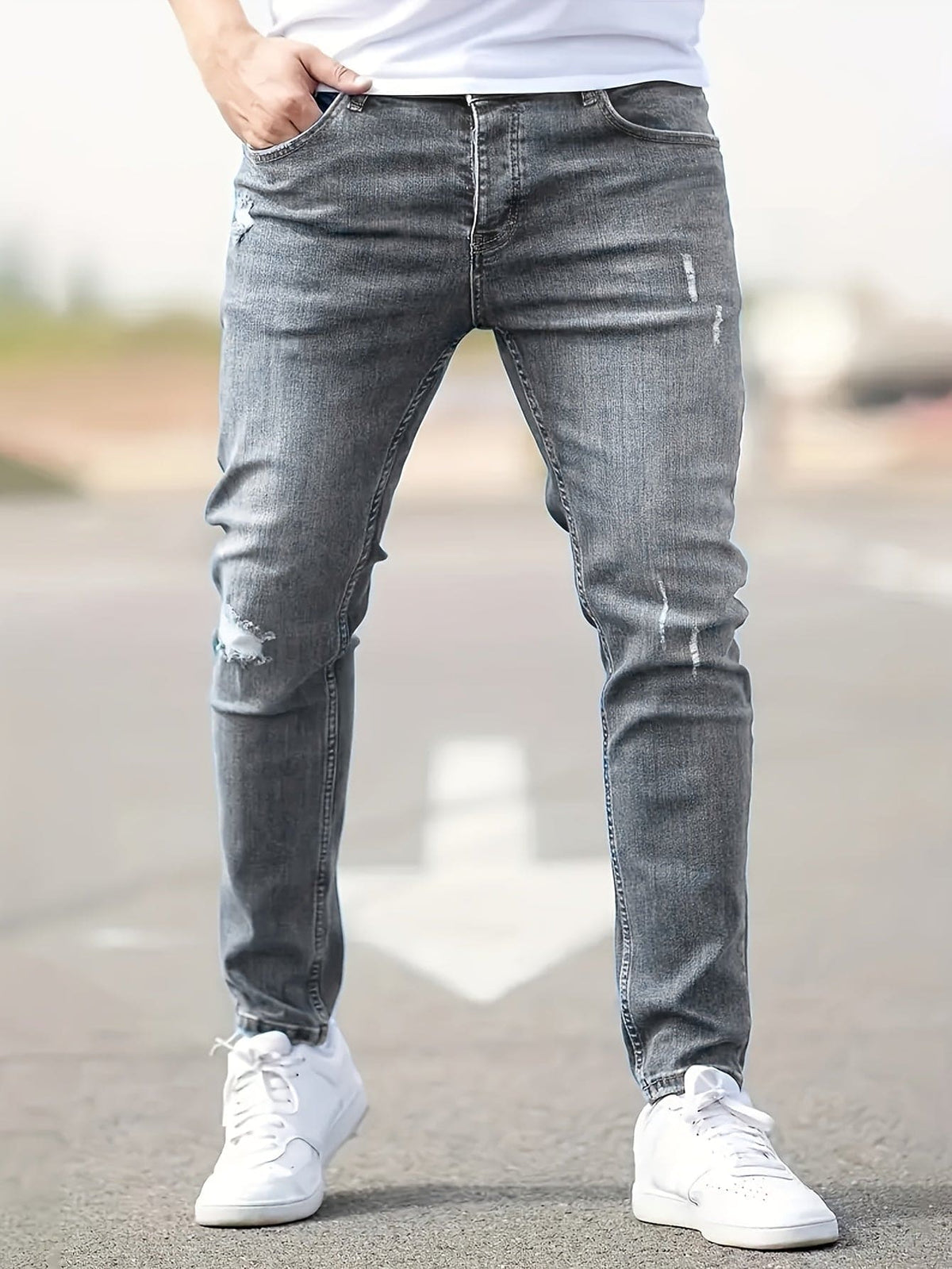 Jean slim ajusté denim coupe près de la jambe allure sobre homme – Aloxe