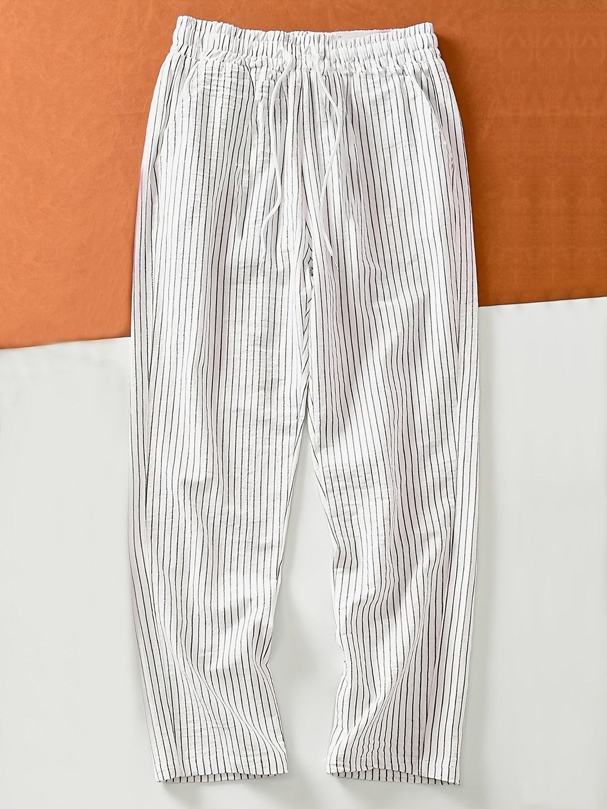 Pantalon ample à rayures cordon de serrage