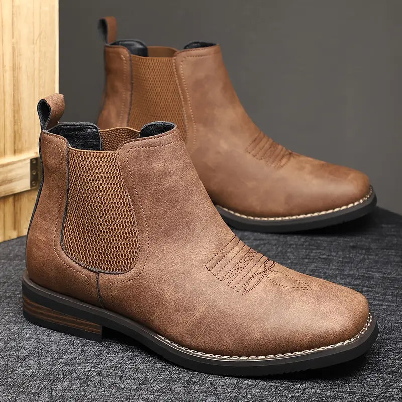 Bottines chelsea à surpiqûres western