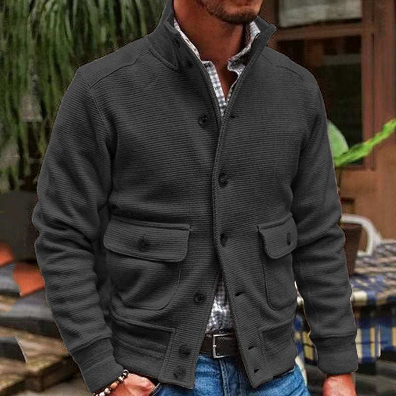 Veste col montant boutonnée à poches rabat