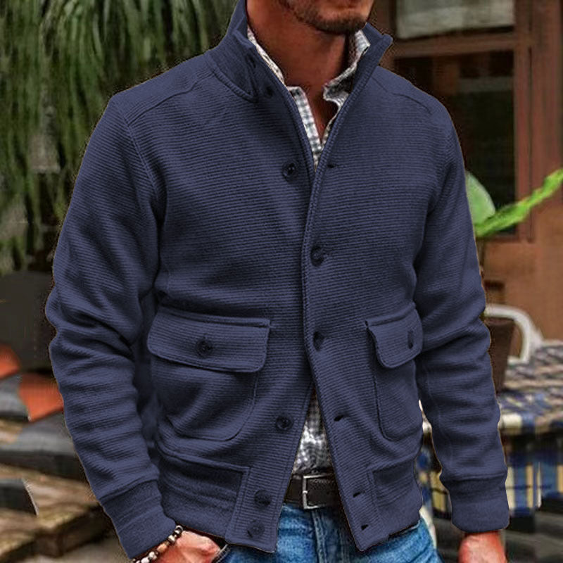 Veste col montant boutonnée à poches rabat