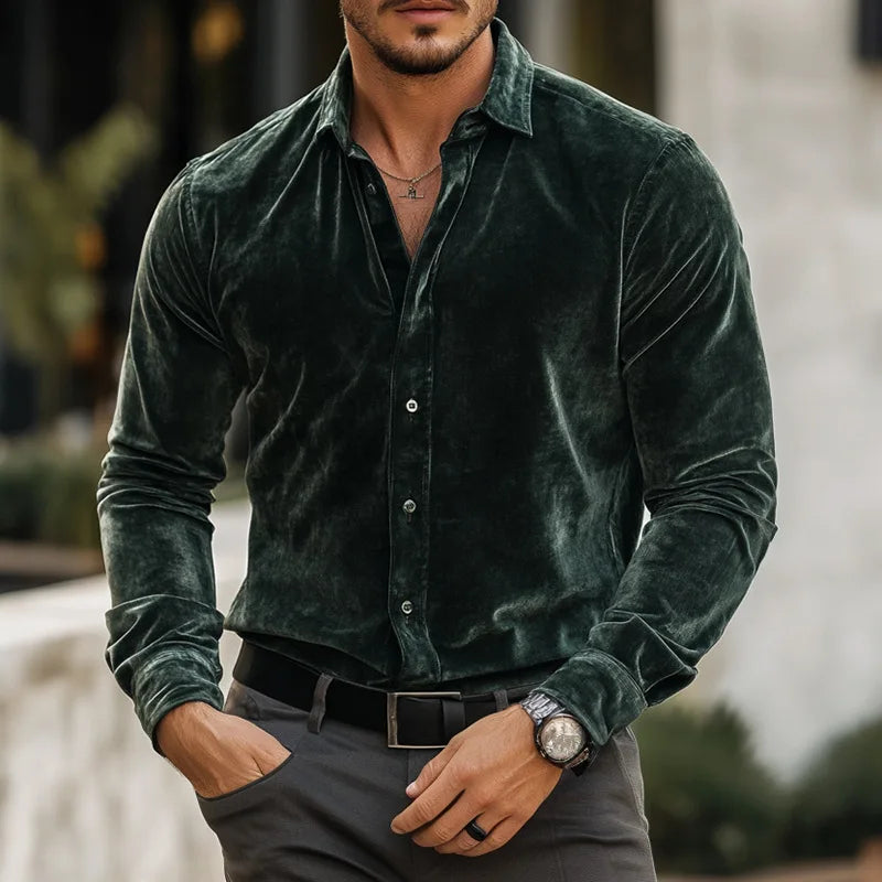 Chemise habillée en velours col structuré