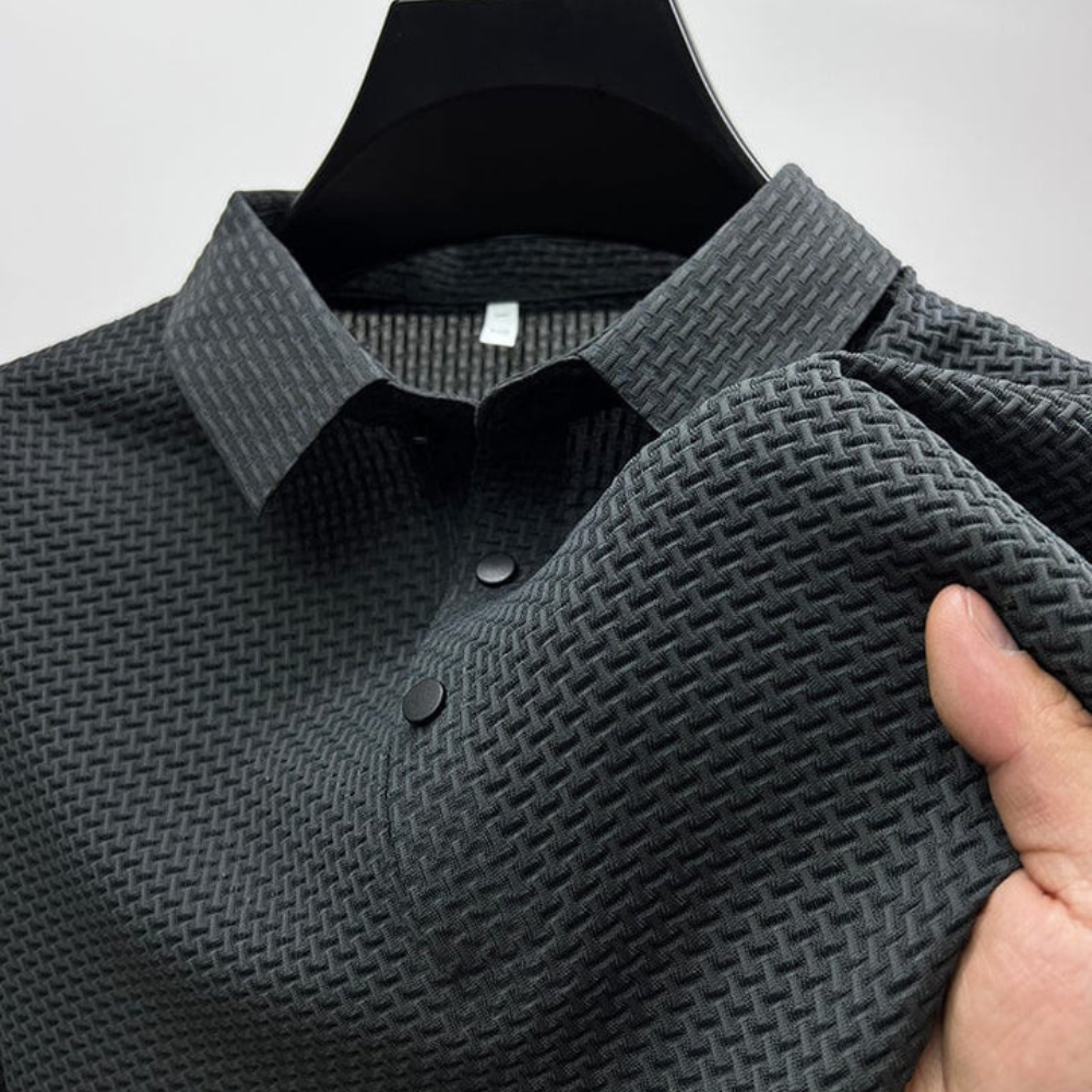 Polo texturé à manches courtes