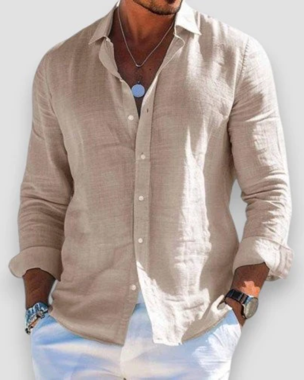 Chemise casual confortable coupe décontractée pour chaque jour homme – Sable