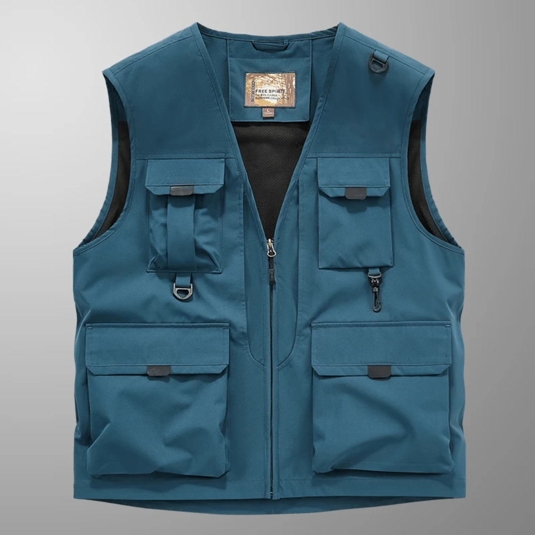 Gilet cargo sans manches multi-poches kaki