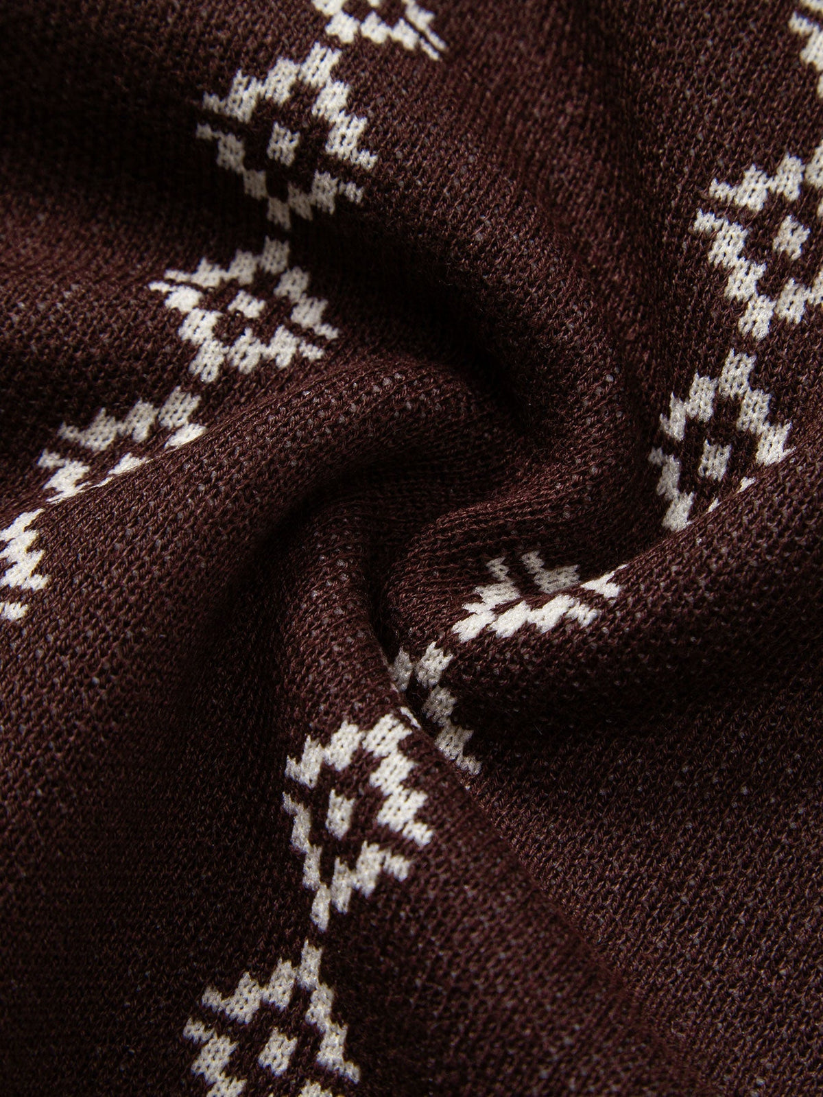 Polo maille motif losanges col ouvert