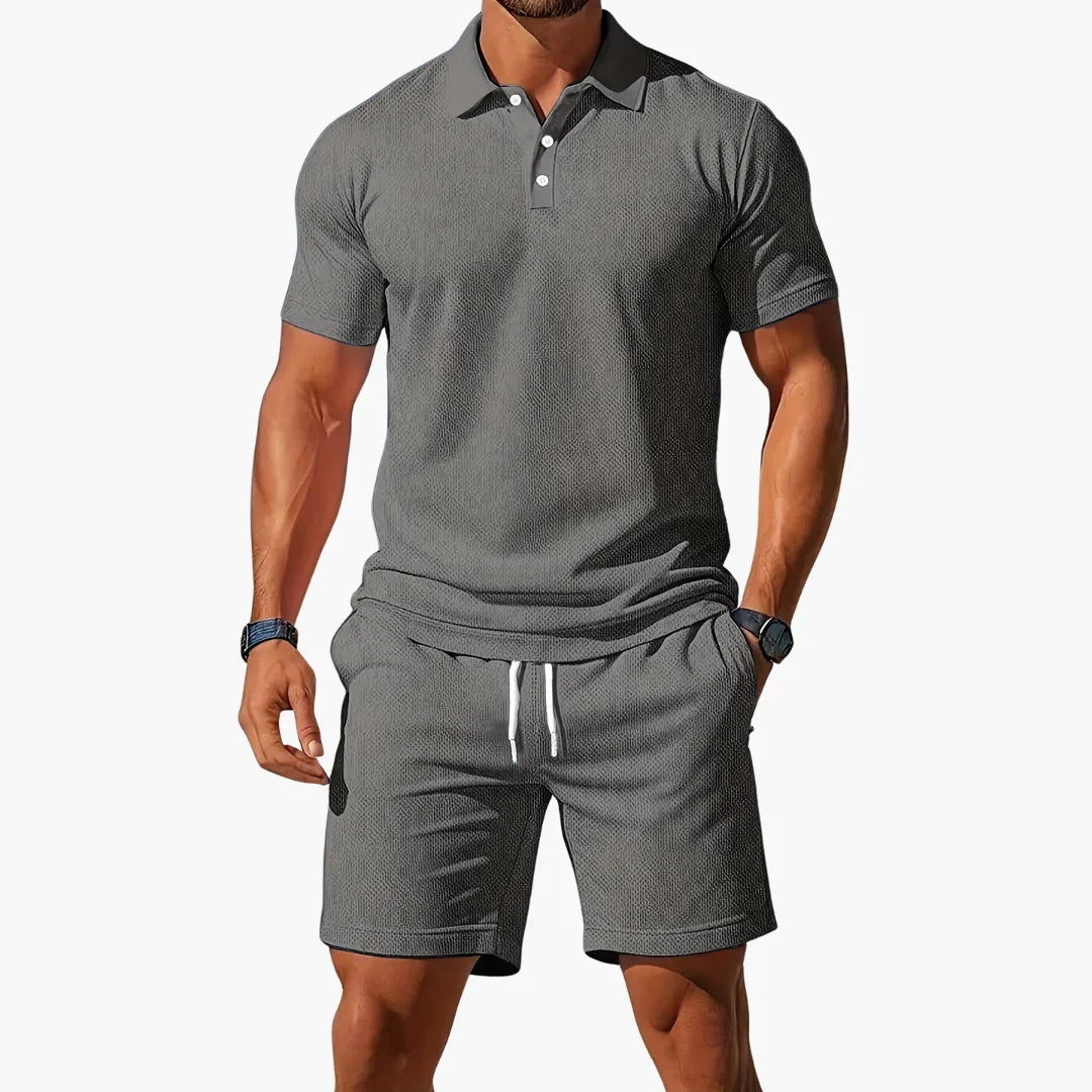 Ensemble polo et short coordonnés pour l'été au style intemporel homme – Gris clair