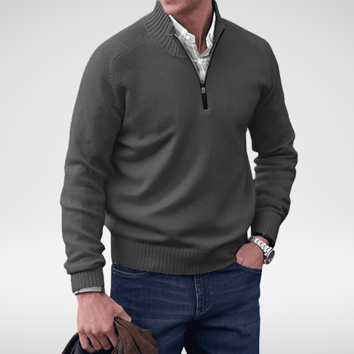 Pull col montant demi-zip