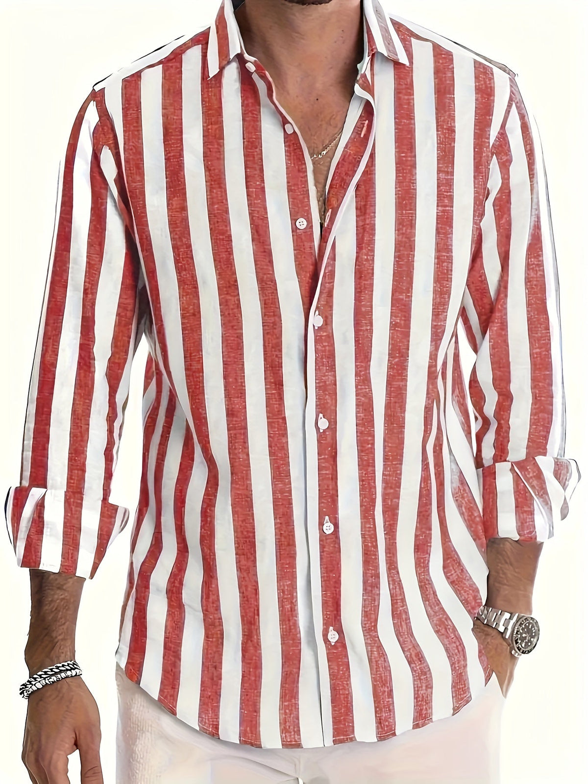 Chemise rayée col à revers