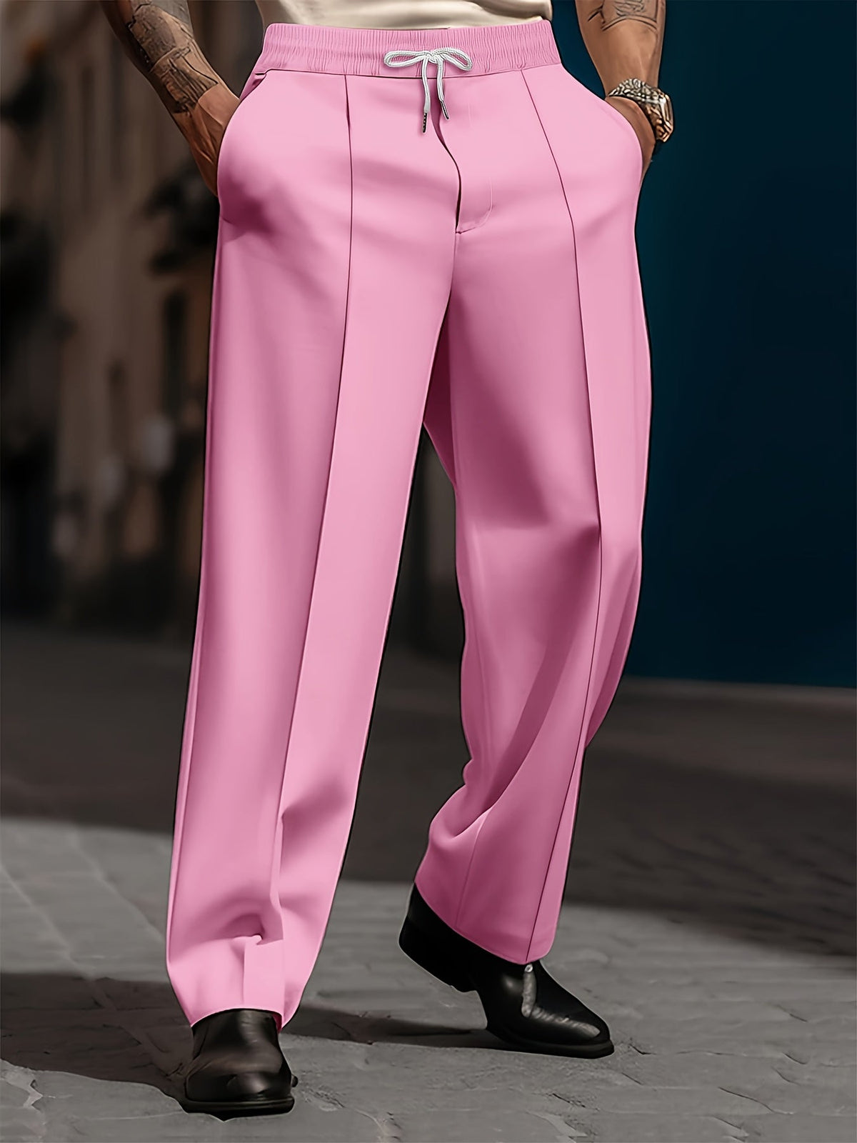 Pantalon ample décontracté couleur unie