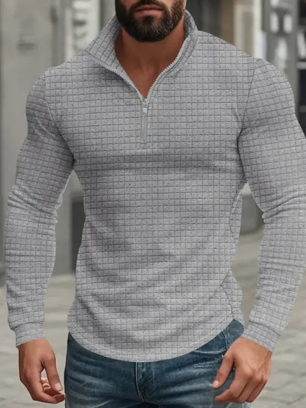 Sweat demi-zip à petits carreaux