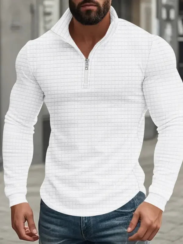 Sweat demi-zip à petits carreaux