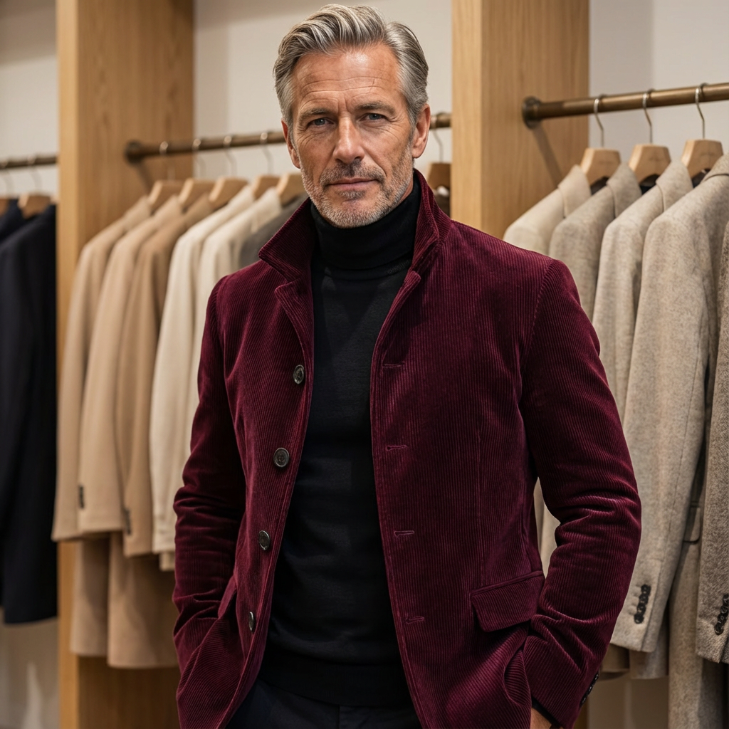 Veste boutonnée aspect velours côtelé grise