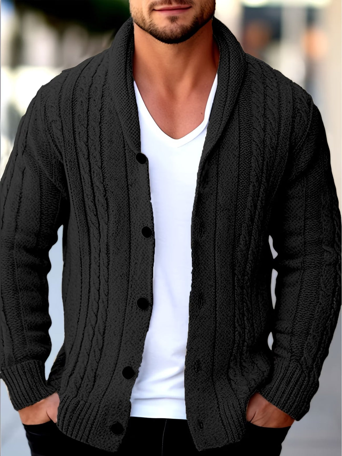 Cardigan boutonné en maille texturée