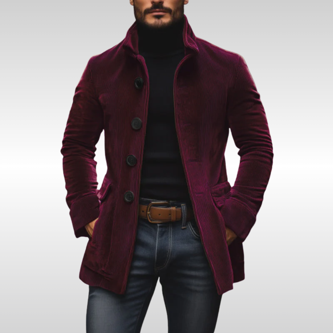 Veste en velours côtelé à col montant