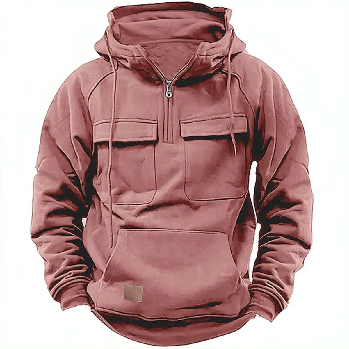 Sweat à capuche demi-zip avec poches