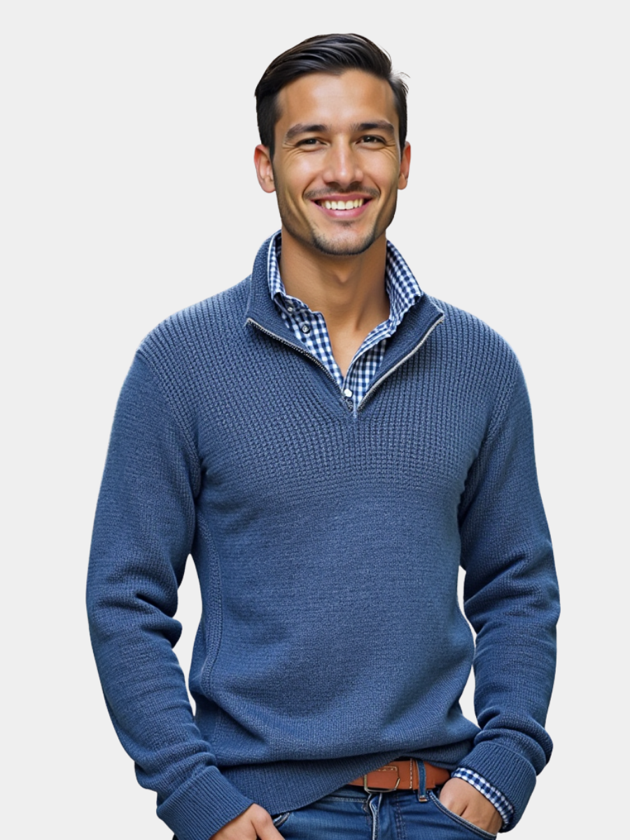 Pull demi-zip uni coupe régulière