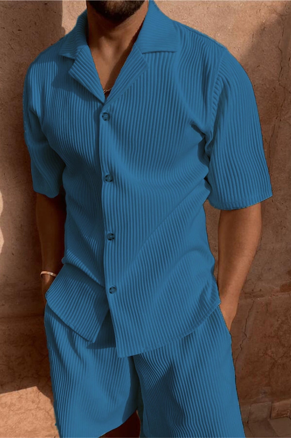 Ensemble chemise légère et short assorti détente et été homme – Plouescat