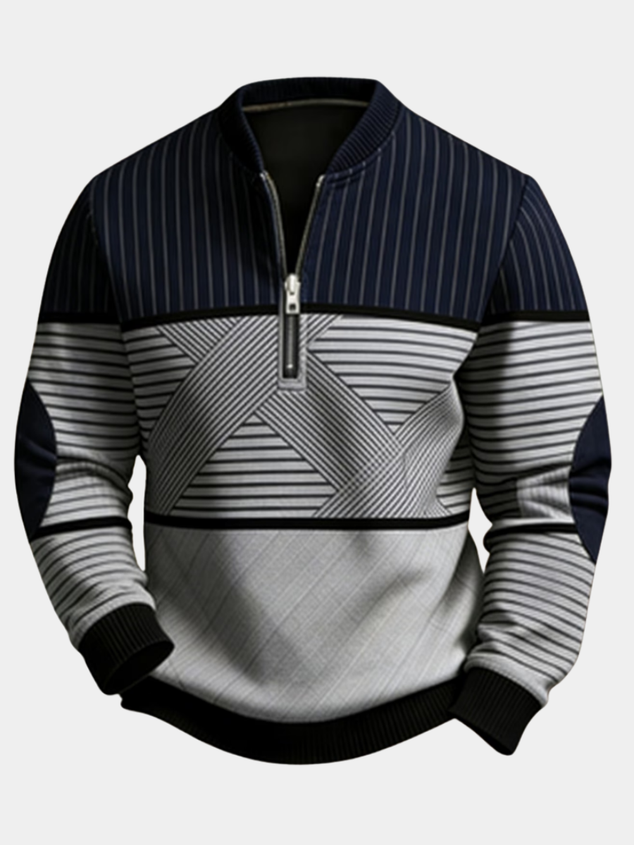 Pull demi-zip à motif géométrique