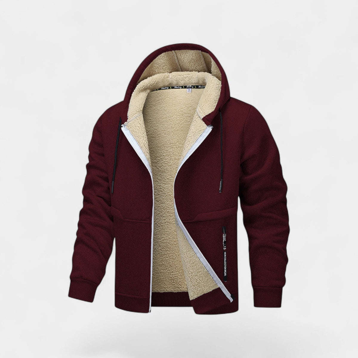 Cardigan en laine d'agneau coupe ample boutonné homme – Rouge vin