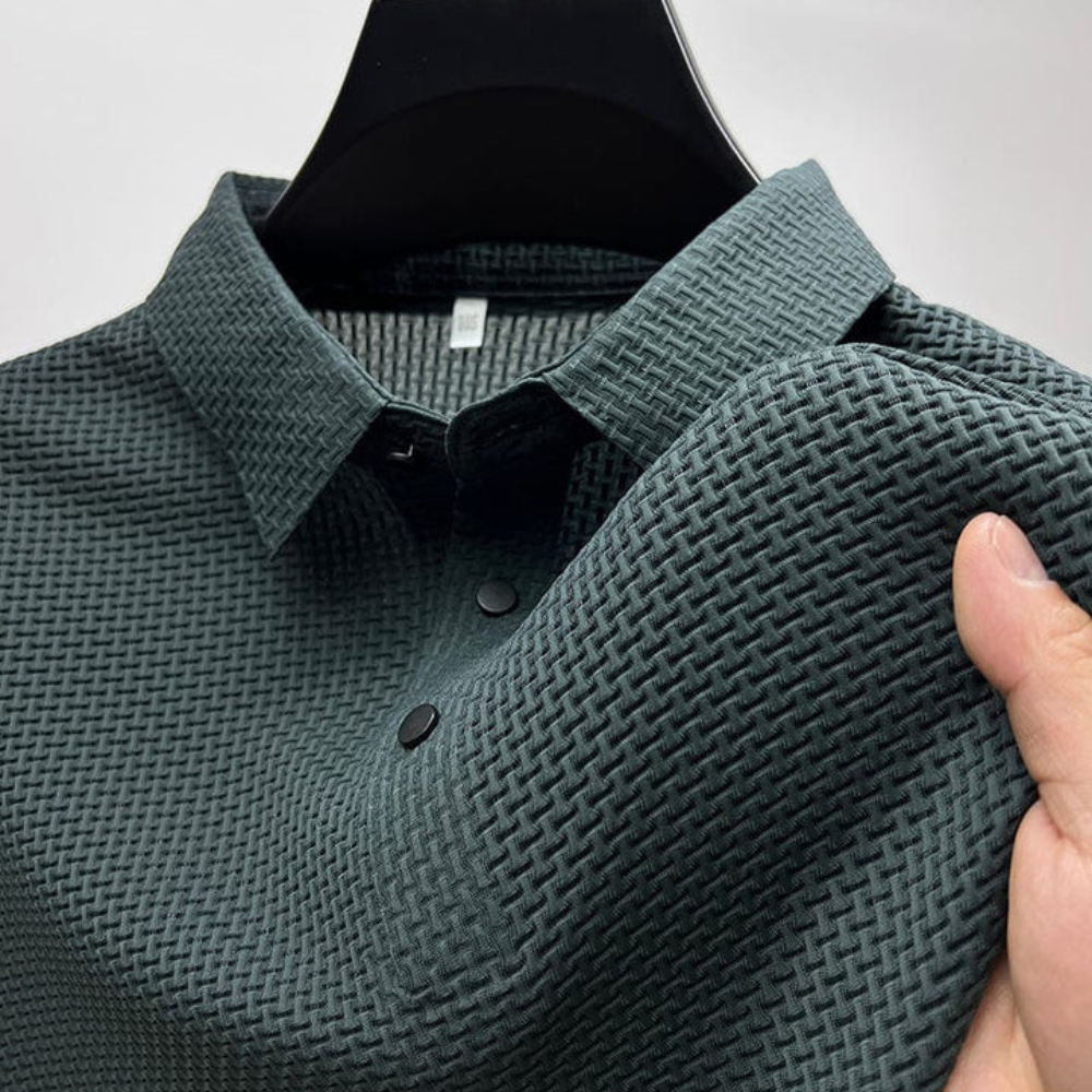 Polo texturé à manches courtes