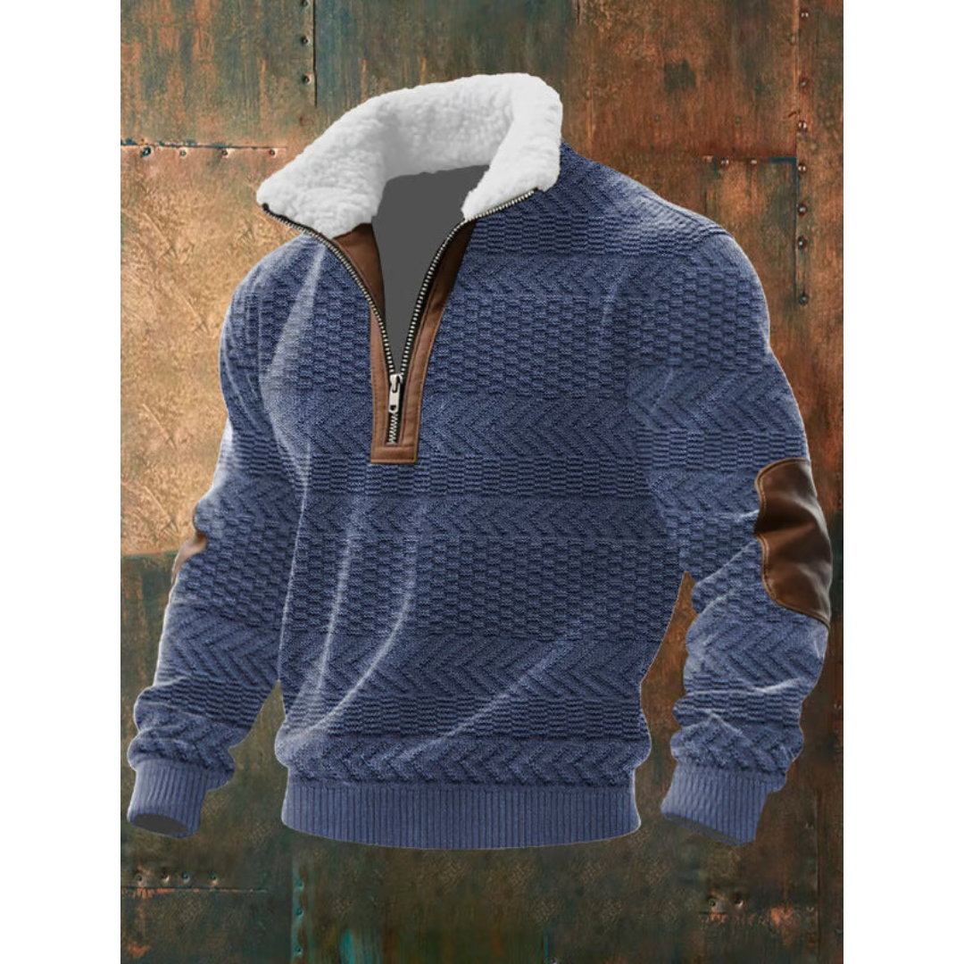 Pull col montant en polaire douce au style intemporel homme – Bleu