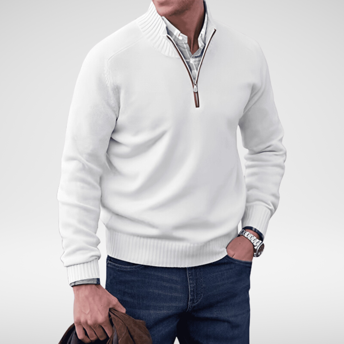 Pull col montant demi-zip