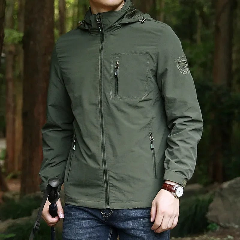 Veste légère à capuche zippée kaki