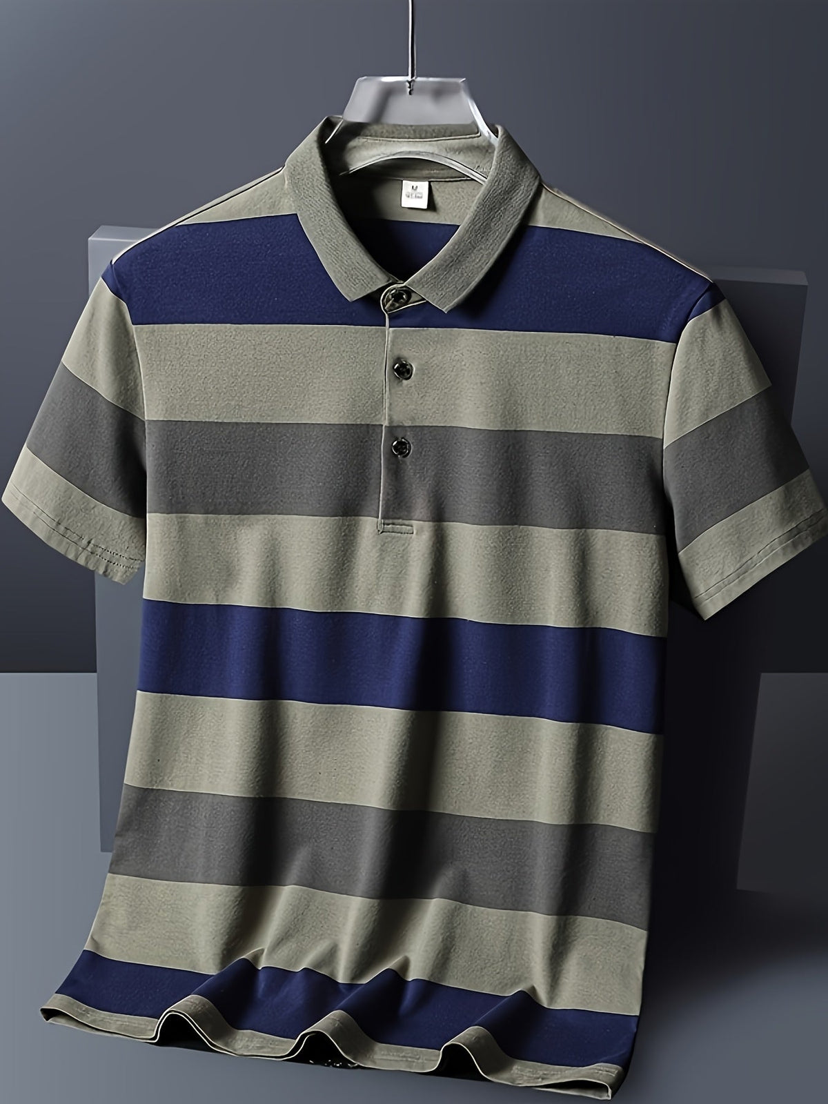 Polo rayé texturé à col revers